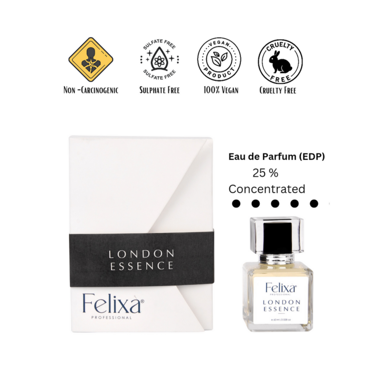 Felixa Professional London Essence Eau de Parfum, 60ml | Unisex Fragrance with Oakmoss, Wine & Leather | Long-Lasting Perfume for Everyday Elegance | Perfect Gift for Him & Her | Ideal for Any Occasion