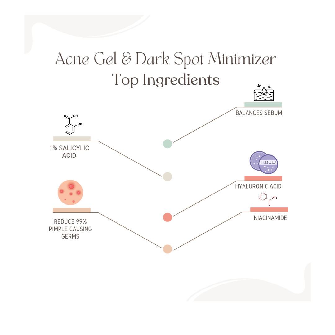 Felixa Professional Acne & Dark Spot Minimizer Gel with 1% Salicylic Acid, Niacinamide & Hyaluronic Acid – Targets Acne, Fades Dark Spots, & Enhances Skin Radiance for All Skin Types
