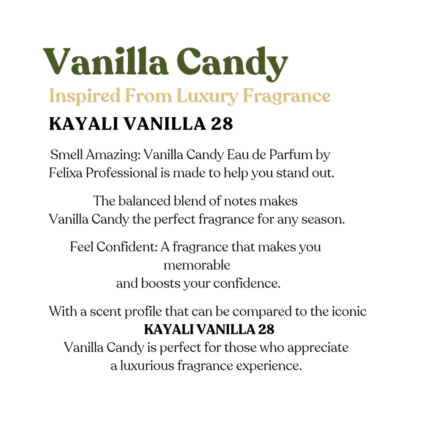 Felixa Professional Vanilla Candy Eau de Parfum, 60ml | Sweet and Invigorating Fragrance with Madagascan Vanilla Orchid & Jasmine | Long-Lasting Oriental Scent with Amber, Musk & Patchouli | Perfect Gift for Him & Her