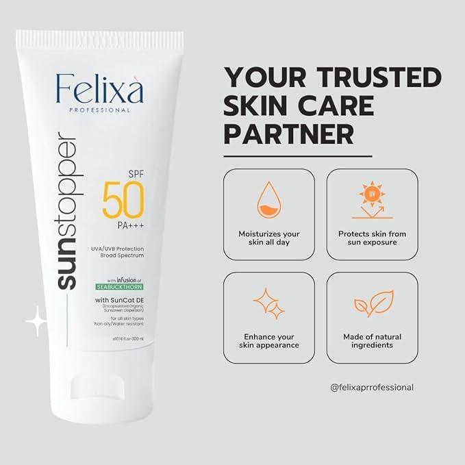 Felixa Sunstopper,Aqua gel Sunscreen, No white-cast, SPF 50 PA+++ 100 ML for Men & Women