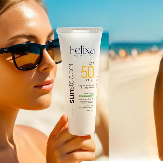 Felixa Sunstopper,Aqua gel Sunscreen, No white-cast, SPF 50 PA+++ 100 ML for Men & Women