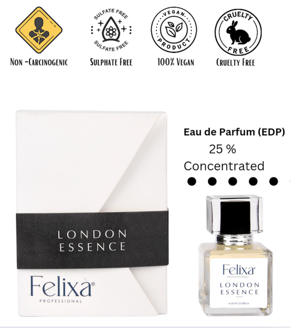 Felixa Professional London Essence Eau de Parfum, 60ml | Unisex Fragrance with Oakmoss, Wine & Leather | Long-Lasting Perfume for Everyday Elegance | Perfect Gift for Him & Her | Ideal for Any Occasion